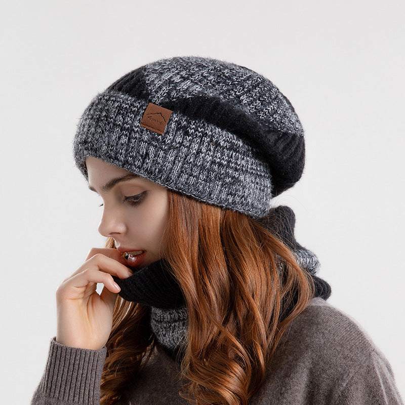 June Knit Hat & Scarf Set — Black