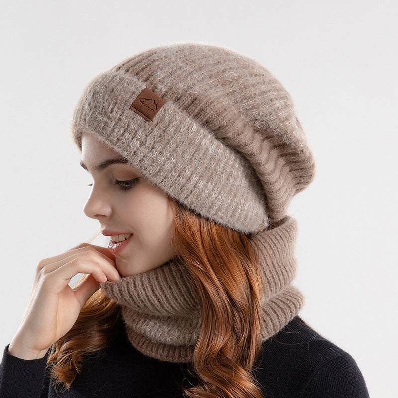 June Knit Hat & Scarf Set — Khaki